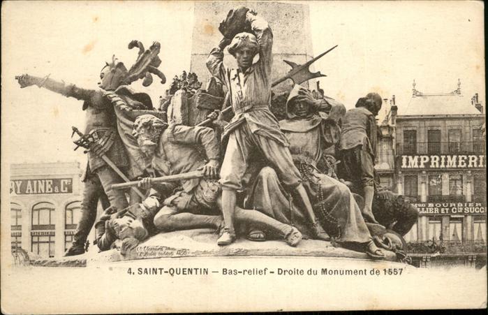 Saint-Quentin 02 Aisne Bas relief Droite du Monument de 1557 s