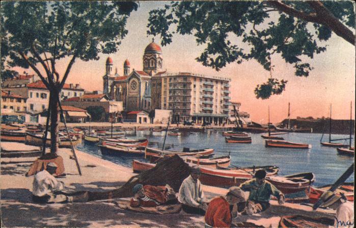 Saint-Raphael Var Le port bateau Künstlerkarte