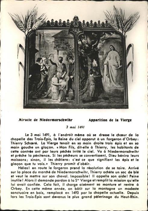 Trois Epis Haut Rhin Elsass Miracle de Niedermorschwihr Apparition
