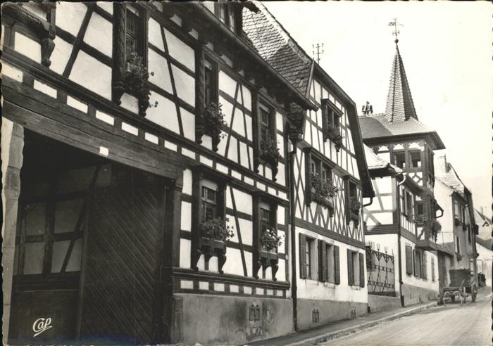 Dambach-la-Ville Strassenpartie Fachwerkhaus Kirchturm