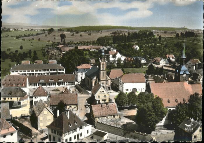 Soultz-sous-Forets Vue aerienne eglise ecole