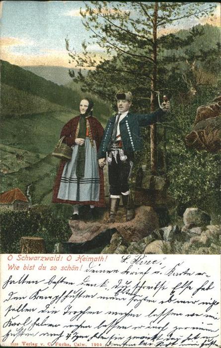 Schwarzwald Volksleben Paar Pfeife