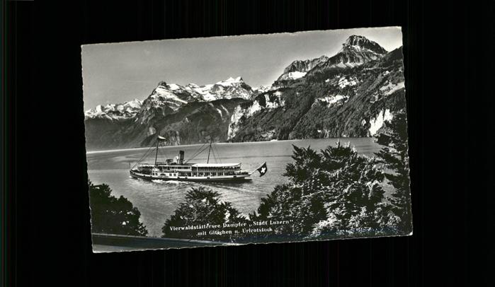 Dampfer Seitenrad Vierwaldstättersee Stadt Luzern Fahne