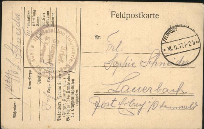 Feldpost-Motiv WK1 Batallion Infanterie Nr. 305