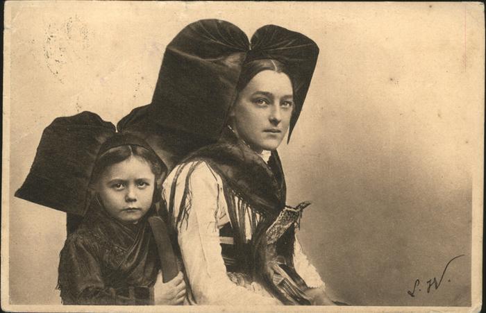 Trachten Elsass Mutter Kind