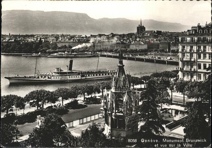 Dampfer Seitenrad Geneve Monument Brunswick Ville