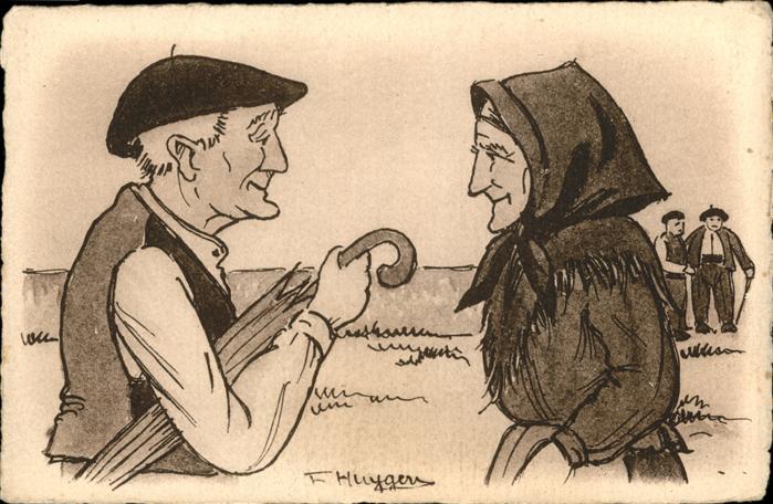 Alsace Elsass Künstlerkarte F. Huygen Ehepaar