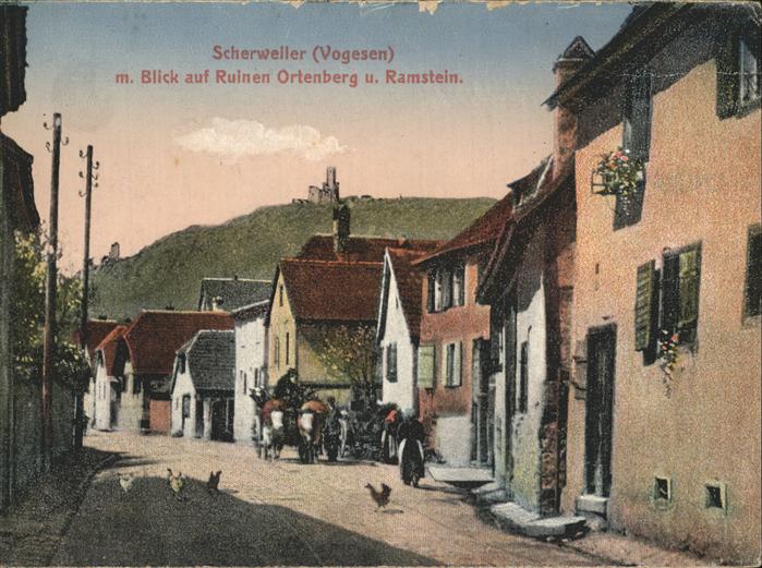 Scherweiler Strassenpartie Blick auf Burgruine Orte