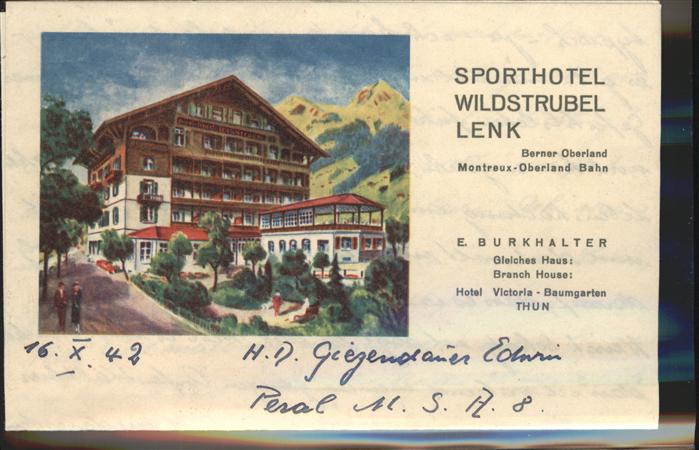 Bern BE Sporthotel Wildstrubel Brief
