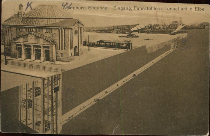 Hamburg Elbtunnel Eingang Fahrstuehle