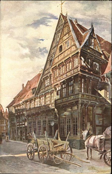 Hildesheim Das Altdeutsche Haus in der Osterstrasse Pferdefuhrwerk