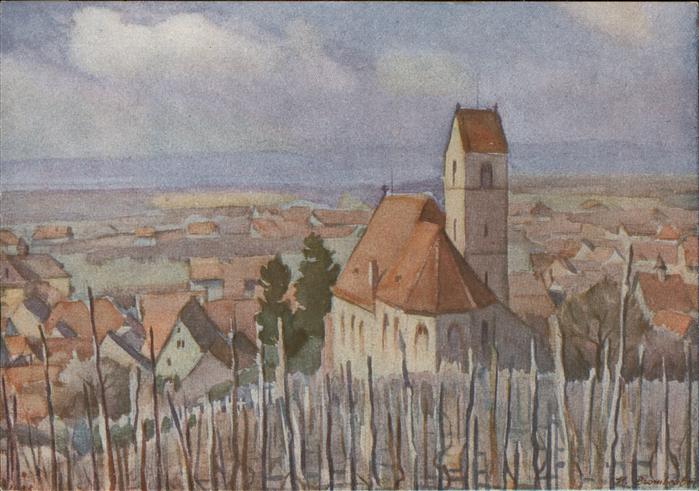 Haltingen Weil am Rhein BW nach Aquarell von Max Brombacher