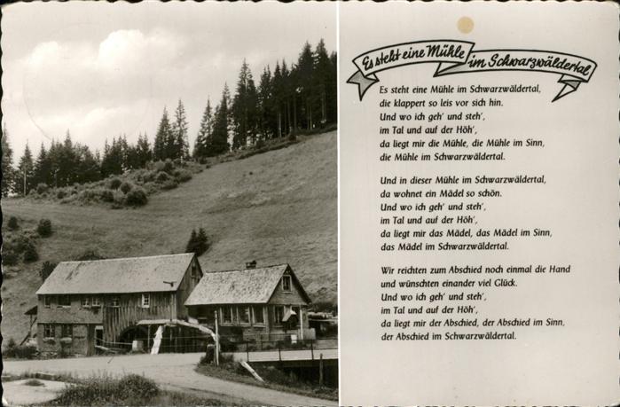 Wassermuehle Lied Schwarzwäldertal