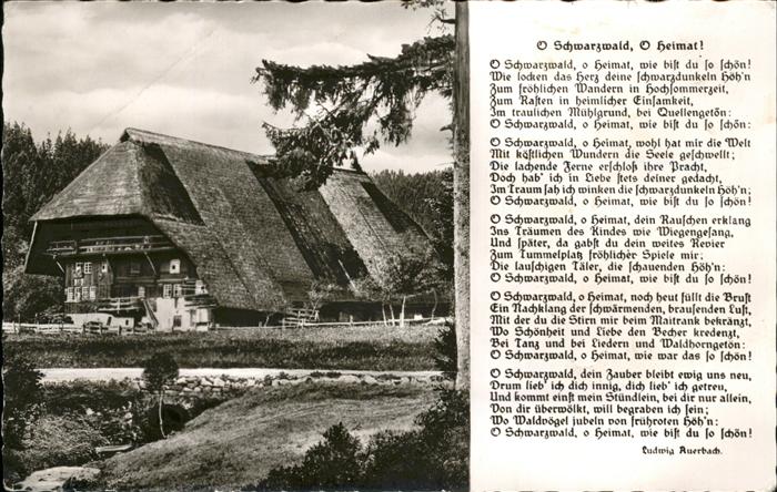 Liederkarte O Schwarzwald O Heimat Schwarzwaldhaus
