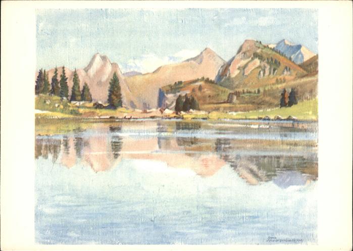 Kuenstlerkarte Armin Schwarzenbach Spiezwiler Seebergs