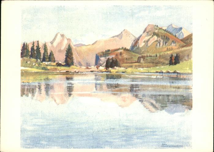 Kuenstlerkarte Armin Schwarzenbach Spiezwiler Seebergs
