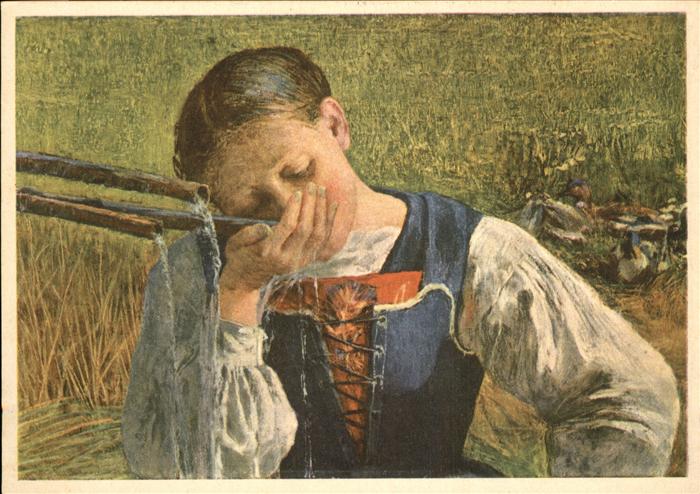 Kuenstlerkarte Giovanni Segantini Die Graubündnerin Tr