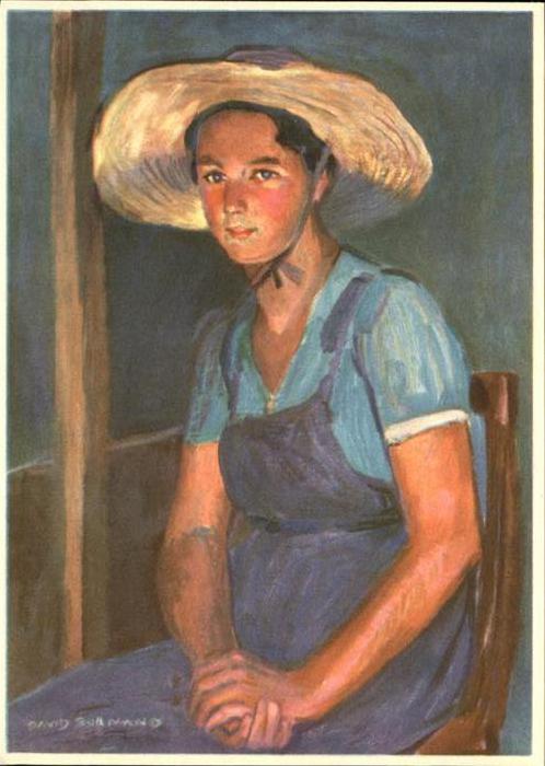 Kuenstlerkarte David Burnand Lausanne Bäuerin