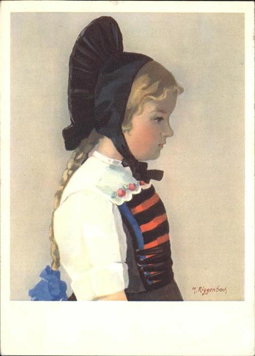 Kuenstlerkarte Riggenbach-Schmid Martha Wehntal Mädche
