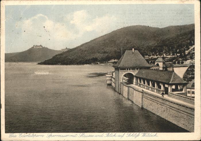 Staudamm Pumpspeicherkraftwerk Edertalsperre Stausee Schloss Waldeck
