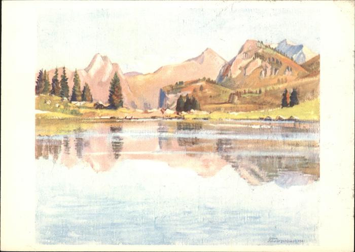 Kuenstlerkarte Armin Schwarzenbach Seebergsee Diemtigt