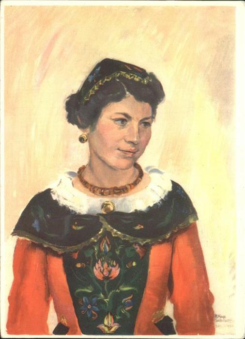 Kuenstlerkarte Hans Kasp. Schwarz Engadin Tracht