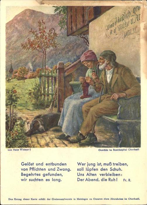 Kuenstlerkarte Hans Widmer Gedicht Bezirksspital Oberh