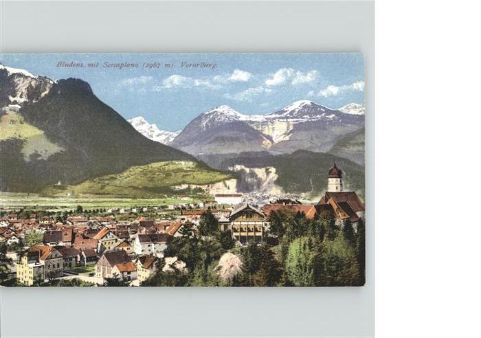 Bludenz Vorarlberg Ortsansicht mit Kirche Scesaplana