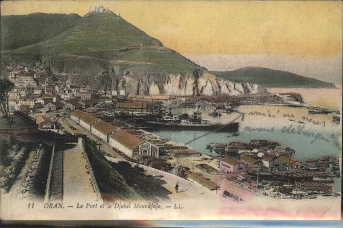 Oran Algerie Le Port et le Djebel Mourdjajo Hafen Sc