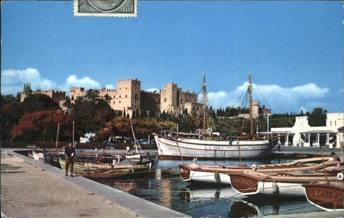 Rhodos Rhodes aegaeis Palast der Ritter Hafen