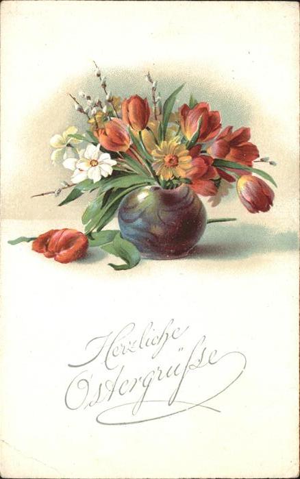 Ostern Easter Paques Blumen Vase Tulpen