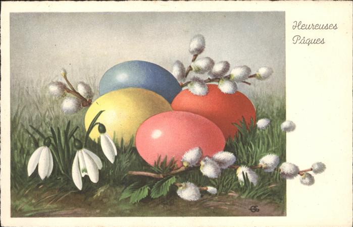 Ostern Easter Paques Ostereier Weidenkätzchen Frankreich