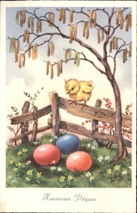 Ostern Easter Paques Küken Ostereier Baum Frankreich