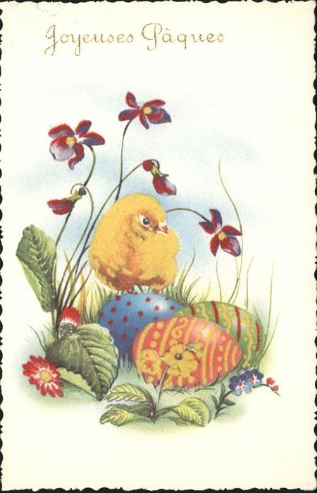 Ostern Easter Paques Küken Ostereier Blumen Frankreich
