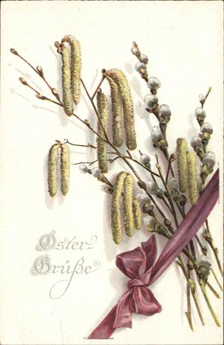 Ostern Easter Paques Weidenkätzchen Schleife