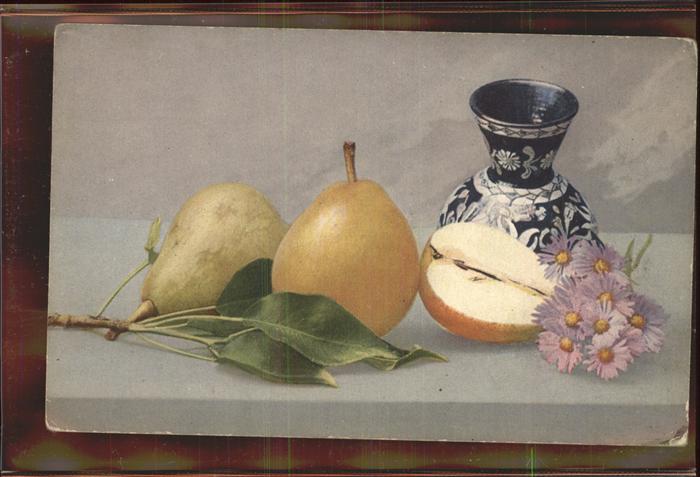 Obst Birnen Blumen Vase