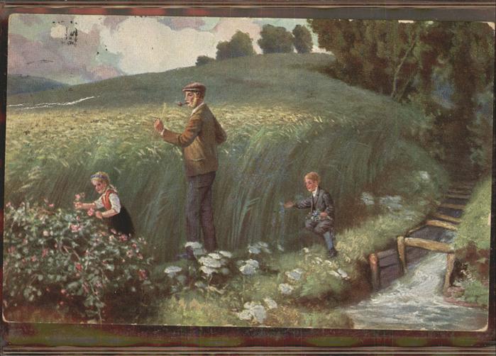 Kuenstlerkarte Peluba Nr. 278 Pfeife Kinder Blumen Get