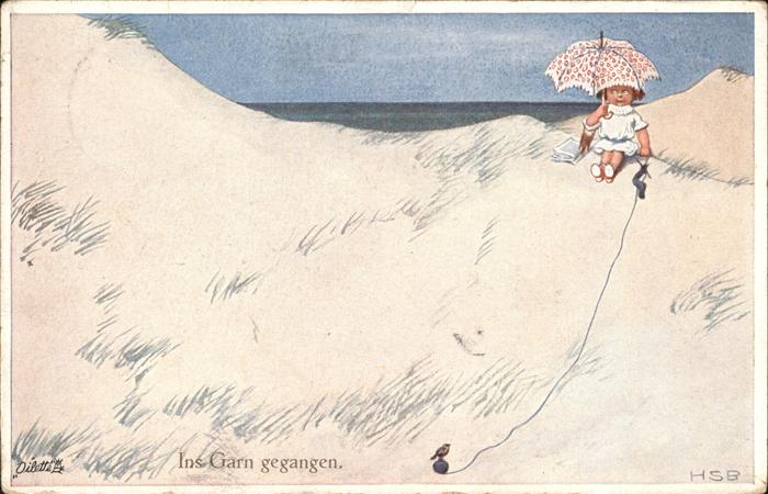 Verlag Tucks Oilette Nr. 978 Kind Garn Regenschirm