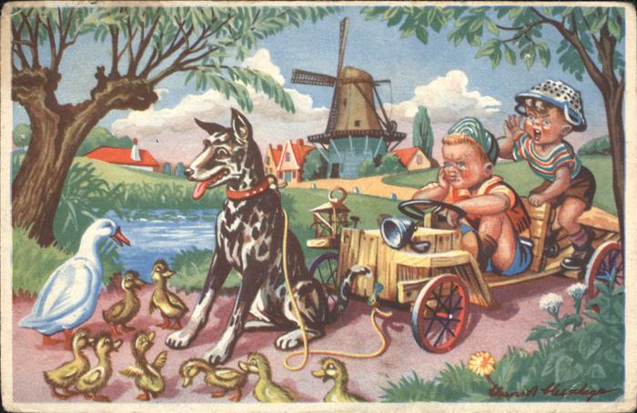 Hunde Auto Gänse Windmühle Kinder