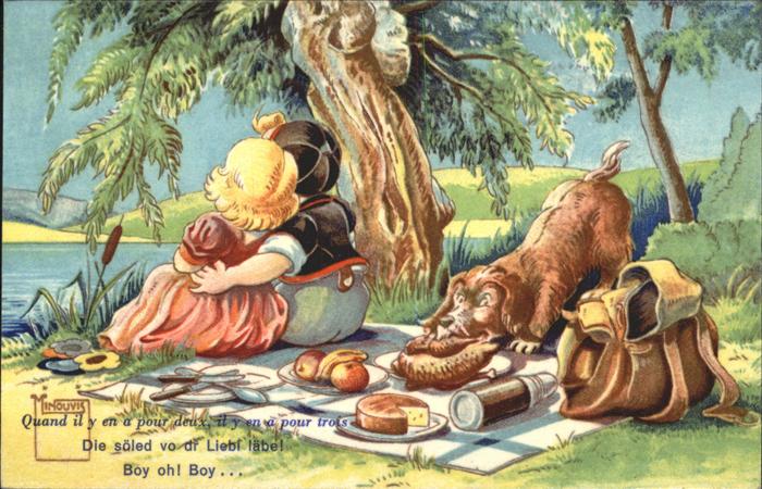 Hunde Kinder Picknick Käse Obst Rucksack Mino
