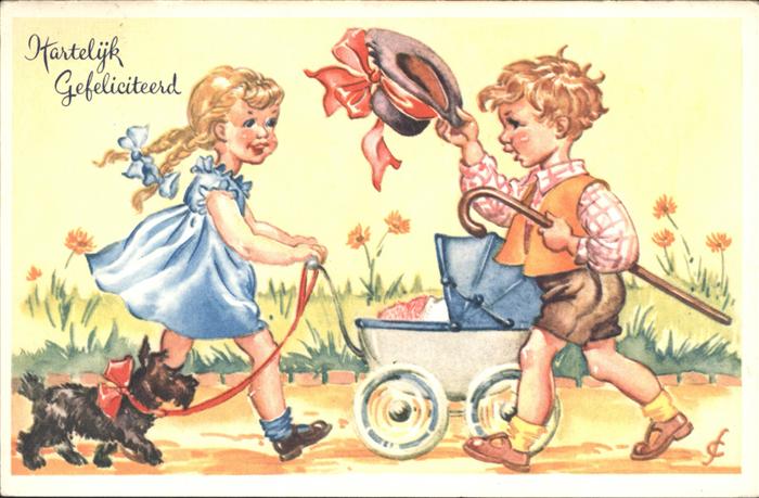 Kinderwagen Hund Kinder Hut Glückwunsch