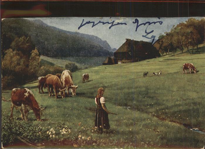 Hoffmann Heinrich Herde Kühe Schwarzwaldserie I Blatt 6