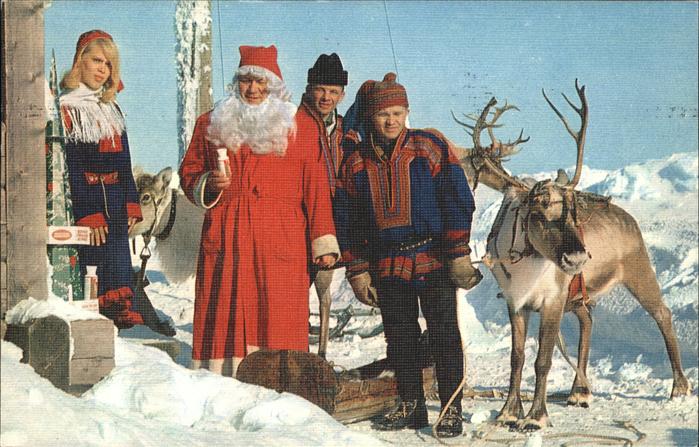 Hirsch Weihnachtsmann Schlitten Schnee Finnlan
