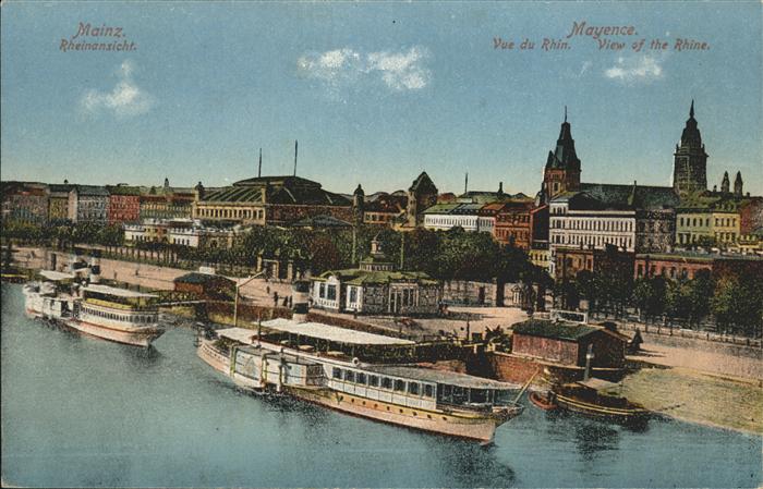 Dampfer Seitenrad Mainz Rheinansicht