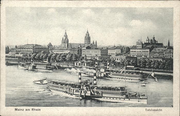 Dampfer Seitenrad Mainz am Rhein