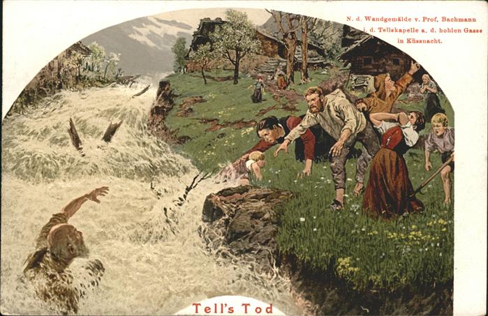 Tell Wilhelm Tells Tod Wandgemälde Prof. Bachmann Kü
