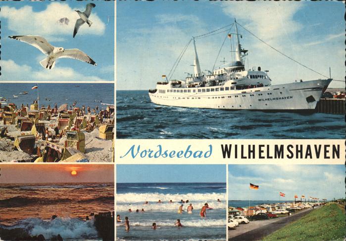 Schiffe Ships Navires Möwen Badestrand Geniusbank Wilhelmshav