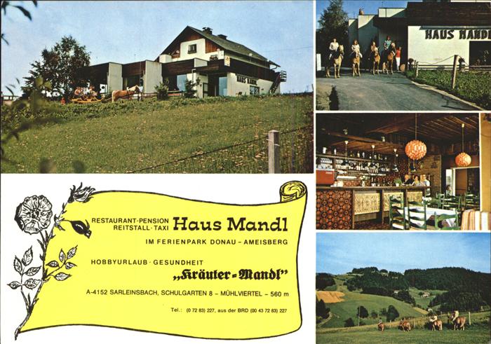 Sarleinsbach Restaurant Pension Haus Mandl Reitstall Ferienpark Donau Kraeuter-M