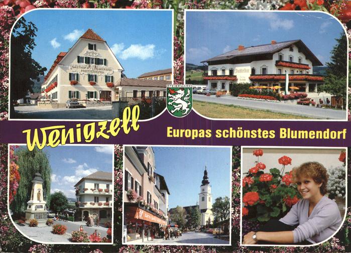 Wenigzell Europas schoenstes Blumendorf Gasthof Prettenhofer Kirche Wappen