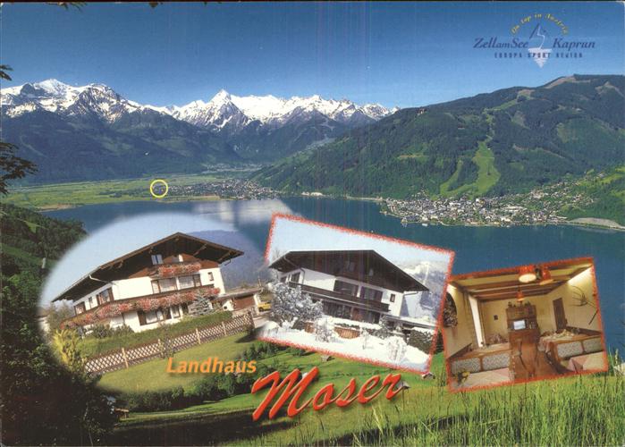 Zell See Landhaus Moser Blick ueber den See mit Kitzsteinhorn Hohe Tauern